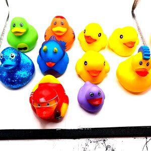 10 Assorted Rubber Duck Duckies 1" To 2" Various Colors + Styles